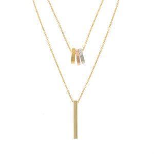 3 Circle & Bar Pendant Dual Necklace